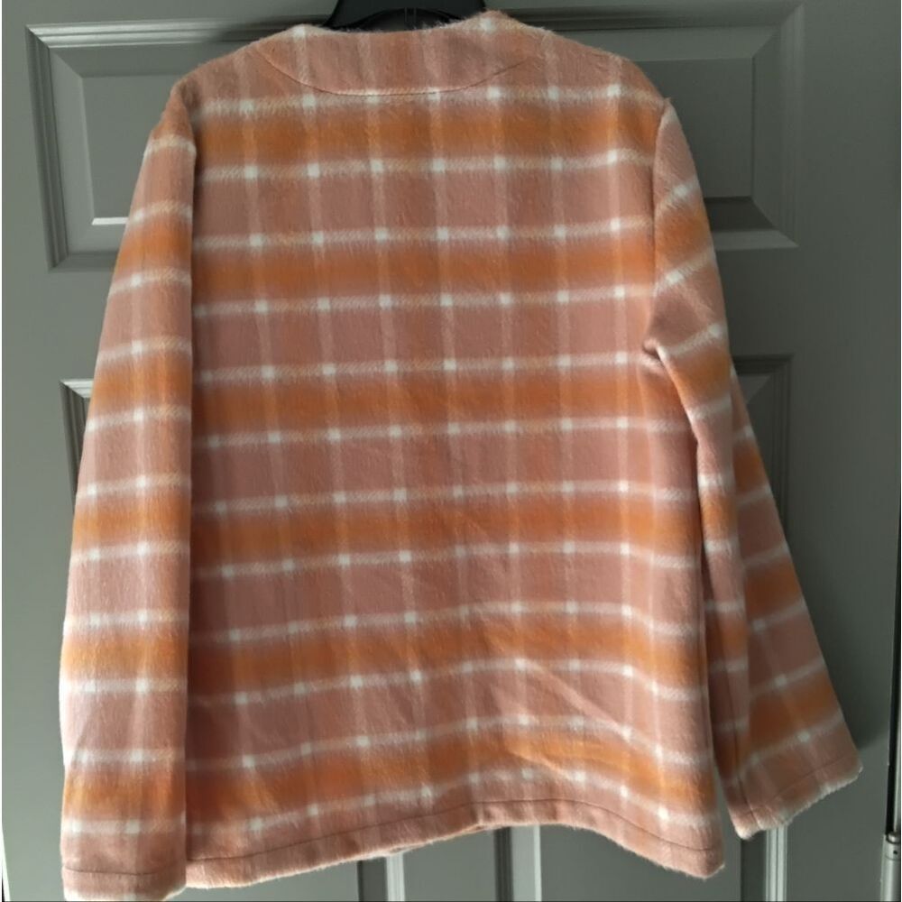 Mode of One Plaid Button Front Cardigan Jacket Pink Orange - Picture 4 of 4